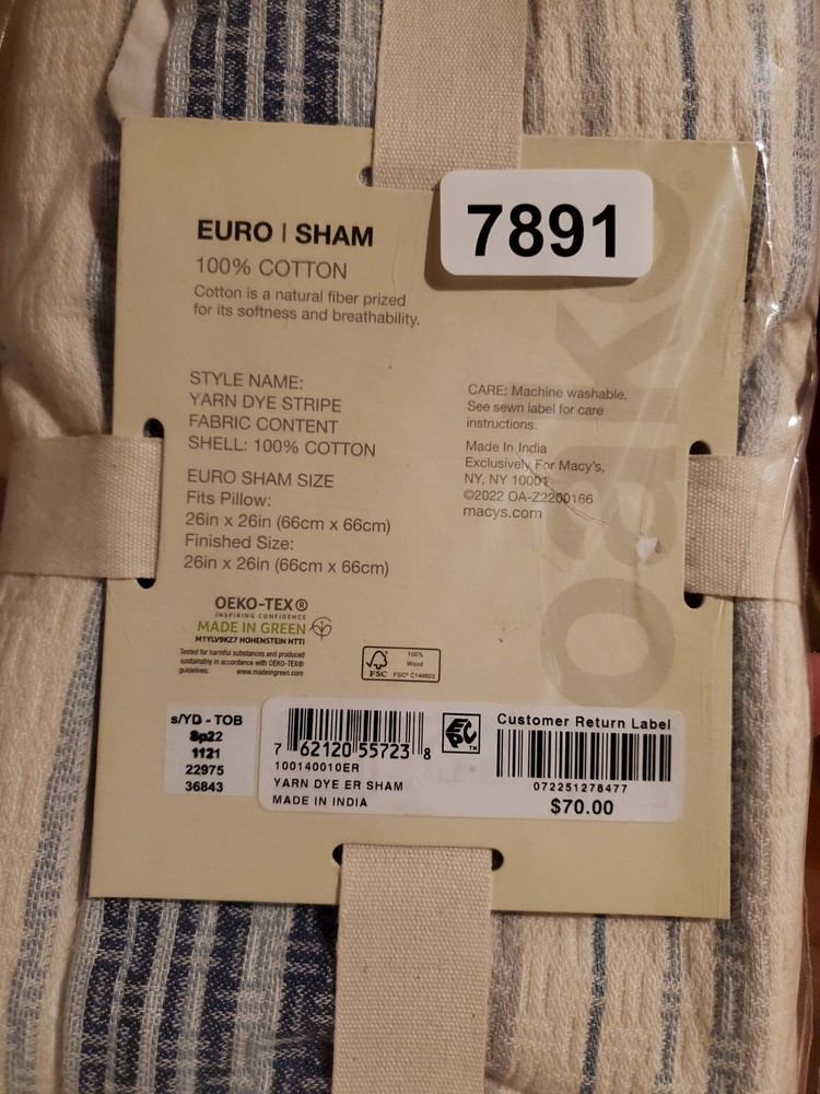 Oake Yarn Dye Stripe Single Sham Standard Cotton