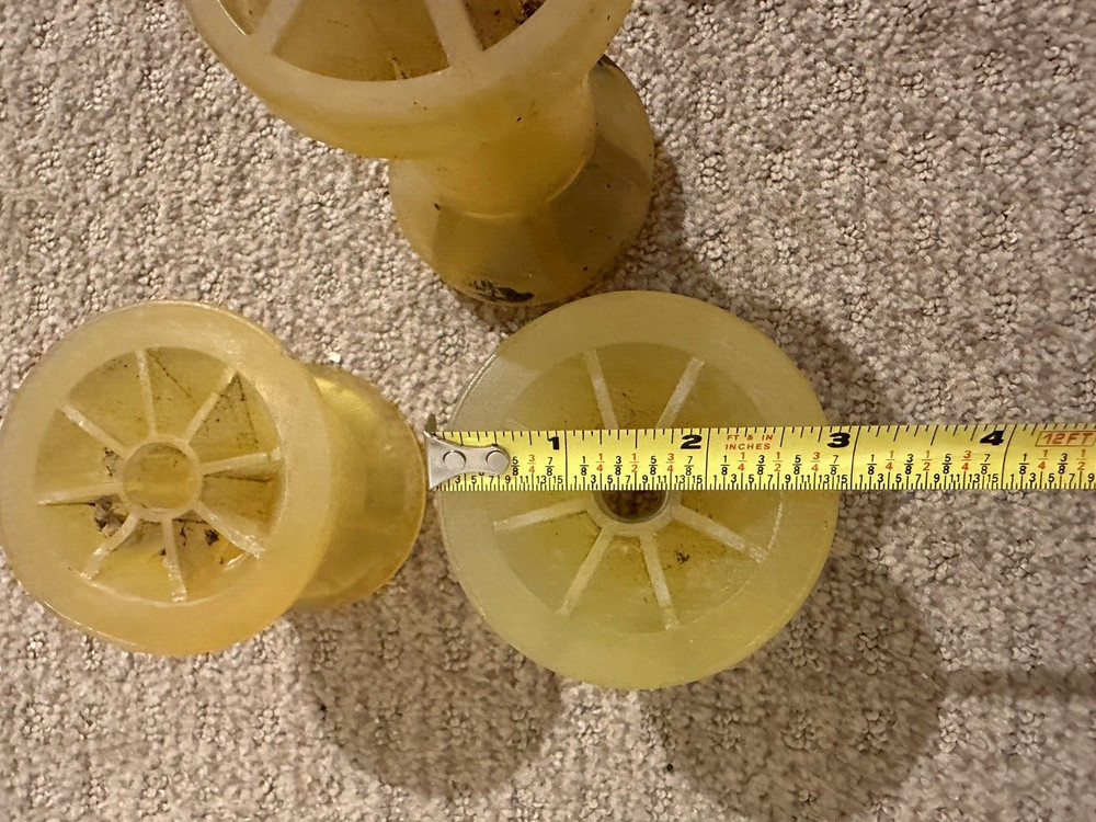 (1) Yellow Polyurethane Boat Trailer Bow Stop Roller Assembly & (2) Bow Rollers