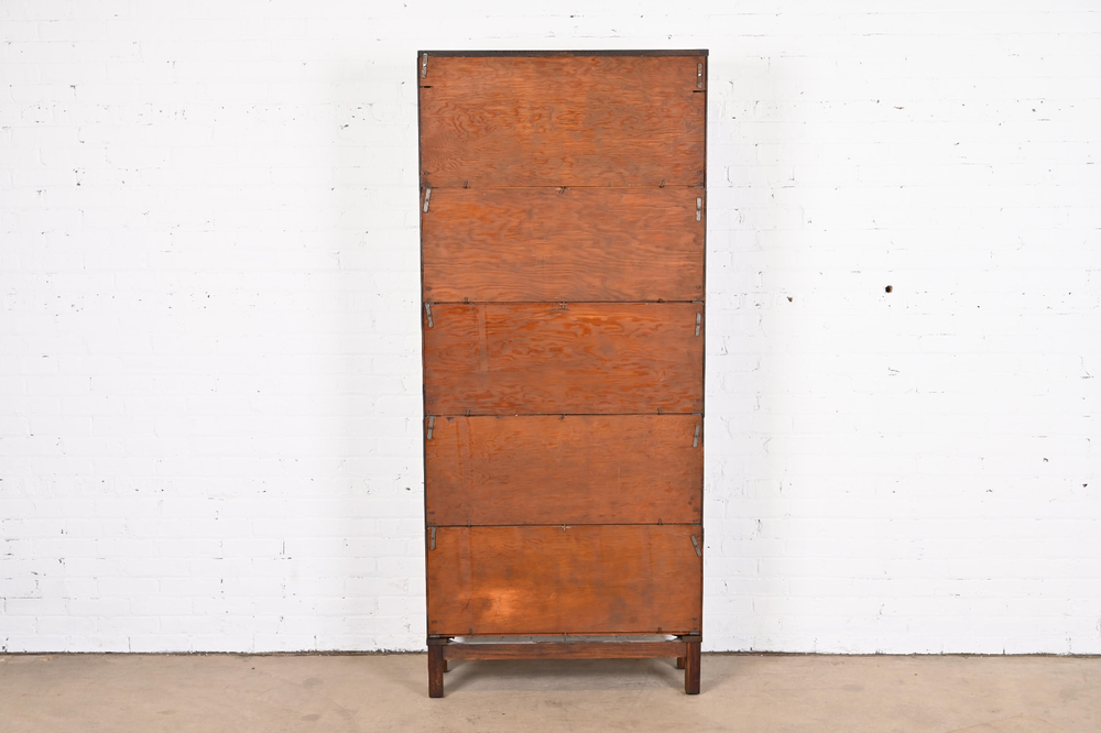 Antique Arts & Crafts Oak Five-Stack Barrister Bookcase by Lundstrom, Circa 1920
