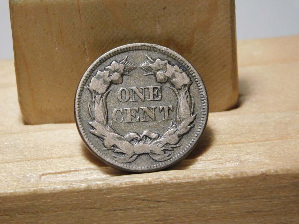 1857 U.S. Flying Eagle cent, lamination error at edge