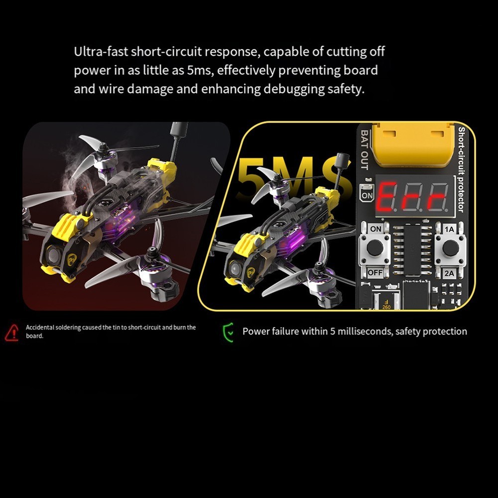 Short-circuit module switch-on contact protection output start-up protection