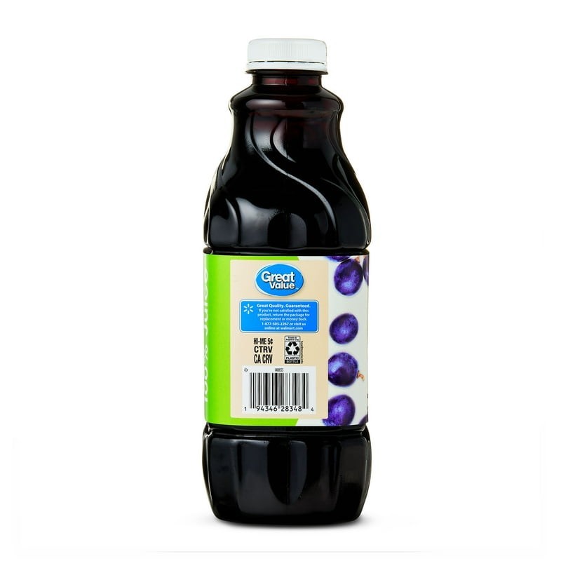 (2 pack) Great Value 100% Concord Grape Juice, 64 fl oz