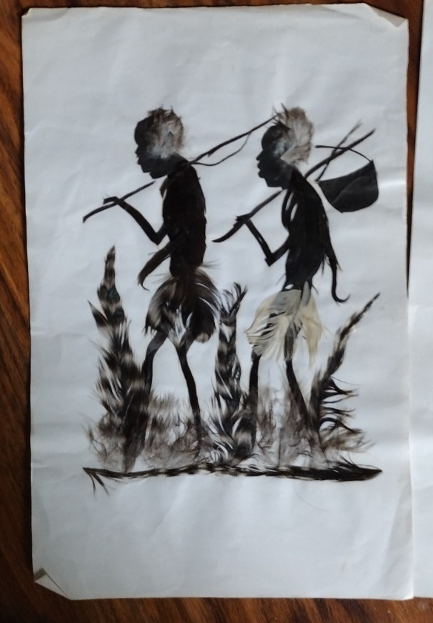 OoAK Handmade Feather & Leaf Art Native Rustic African