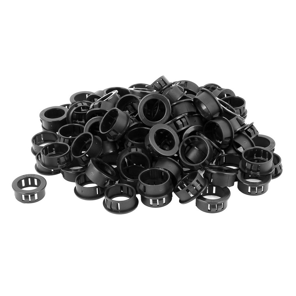 100pcs 25mm Mounted Dia Snap in Cable Wire Bushing Grommet Protector Black
