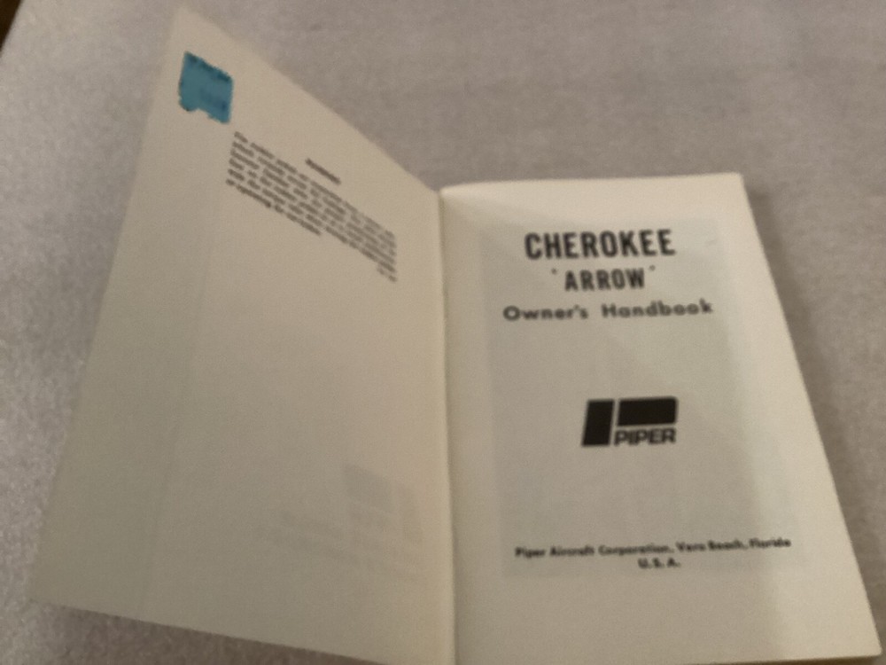 PIPER CHEROKEE ARROW OWNERS HANDBOOK