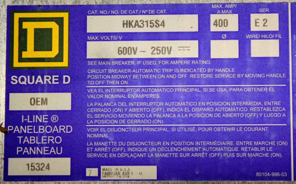 Square D HKA315S4 I-Line Panelboard