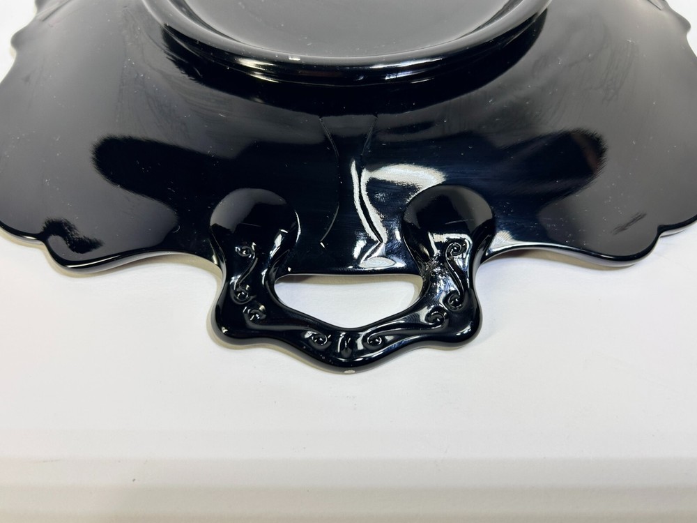 Vintage L.E. Smith, Black Amethyst, Handled Square Dish, Beautiful.