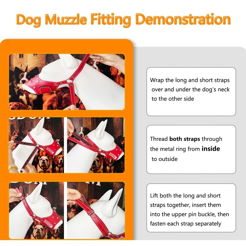 Leather Dog Muzzle for Medium & Large Dogs – Adjustable & Secure Fit, Lightwe...