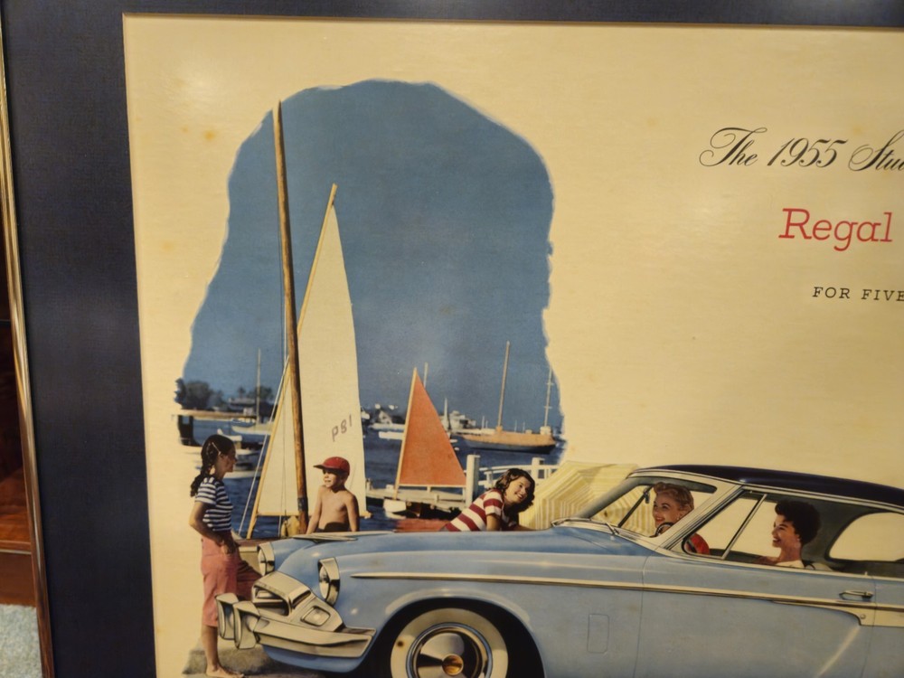 1955 STUDEBAKER ACCESSORY COMMANDER PRESIDENT ORIGINAL SHOWROOM POSTER *2 FRAMED
