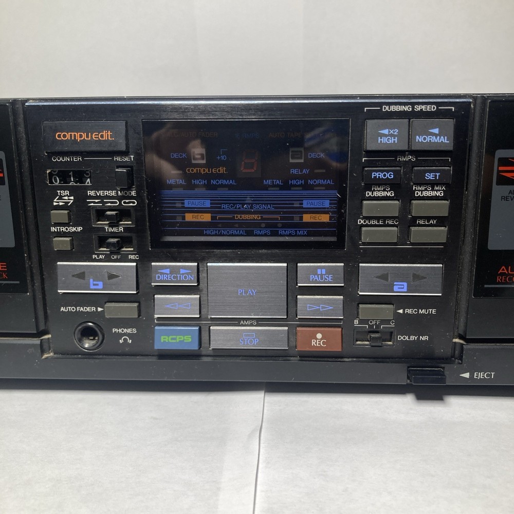 Sansui D-95WR Compu-Synchro Double Reverse Cassette Deck digital screen- Works!