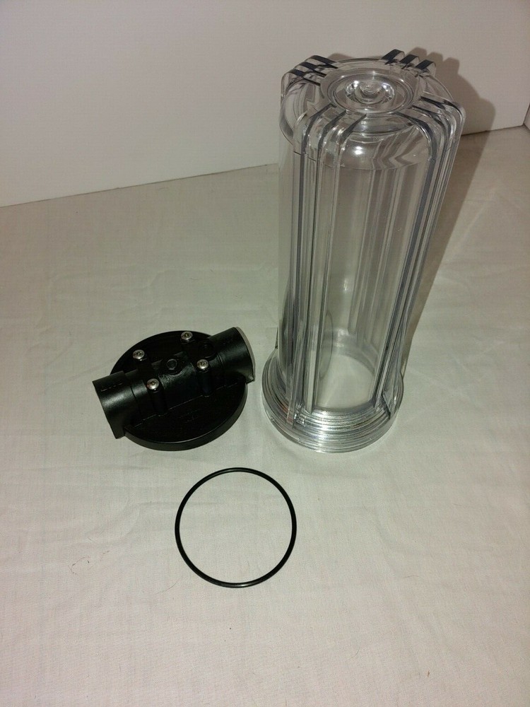 Clear 10'' Water Filter Cartridge Housing w/Lid an gasket 3/4''inlet/outlet