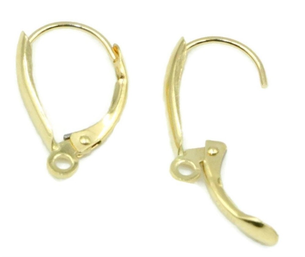 14k Yellow Gold Plain Lever-backs for Earrings