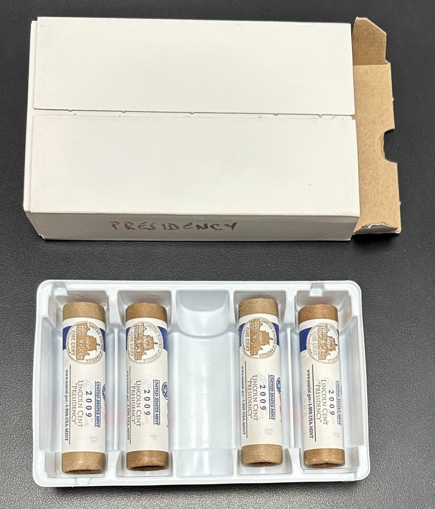 U.S. Mint 2009 P+D Lincoln Cent "Presidency" 50c Unbroken Rolls - 4 Rolls