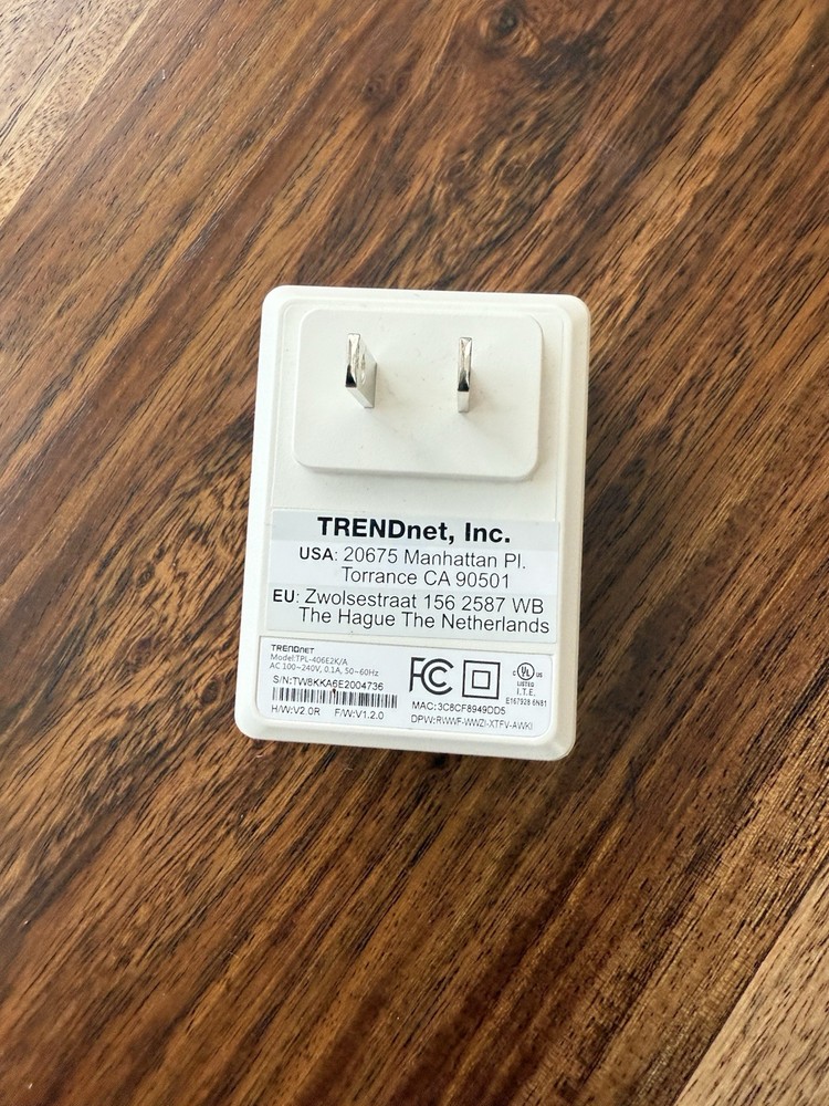 TRENDnet TPL-406E2K/A Ethernet Over Powerline Adapter
