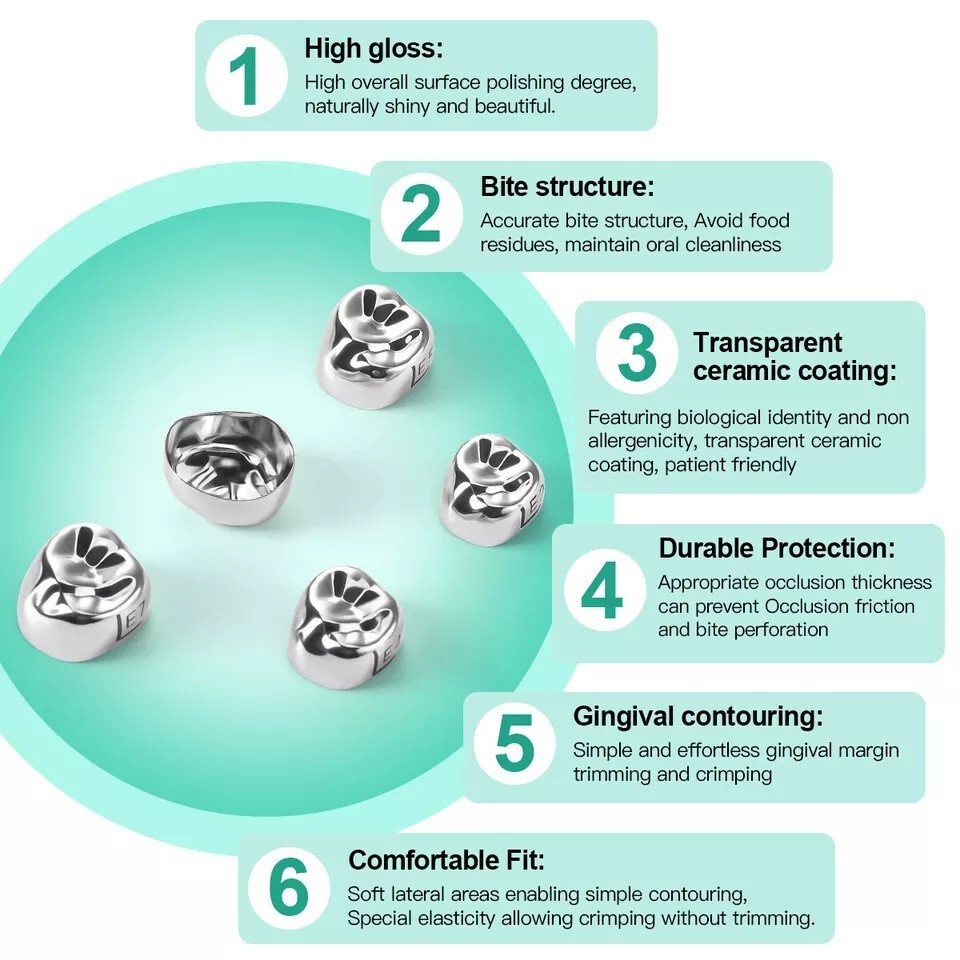 48 ASSORTED PRIMARY MOLAR STAINLESS STEEL CROWNS - COMPLETE KIT