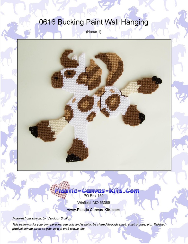 Bucking Paint Horse Wall Hanging-Plastic Canvas Pattern or Kit