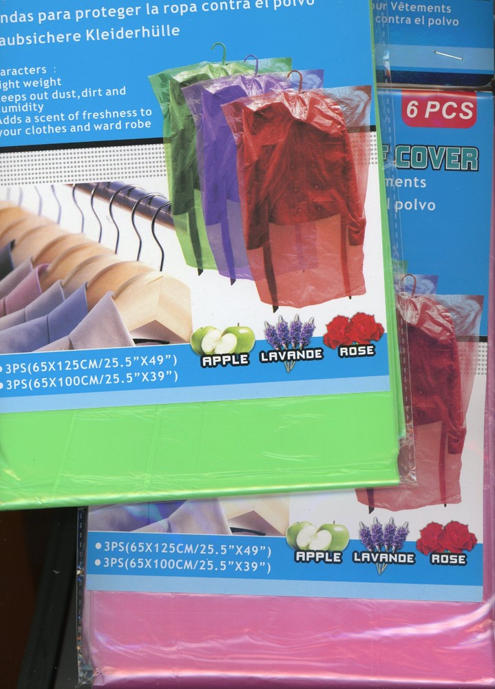 6 Clothing Covers Protector Dustproof Light Wt 39"-49" Thin Scented Plastic New