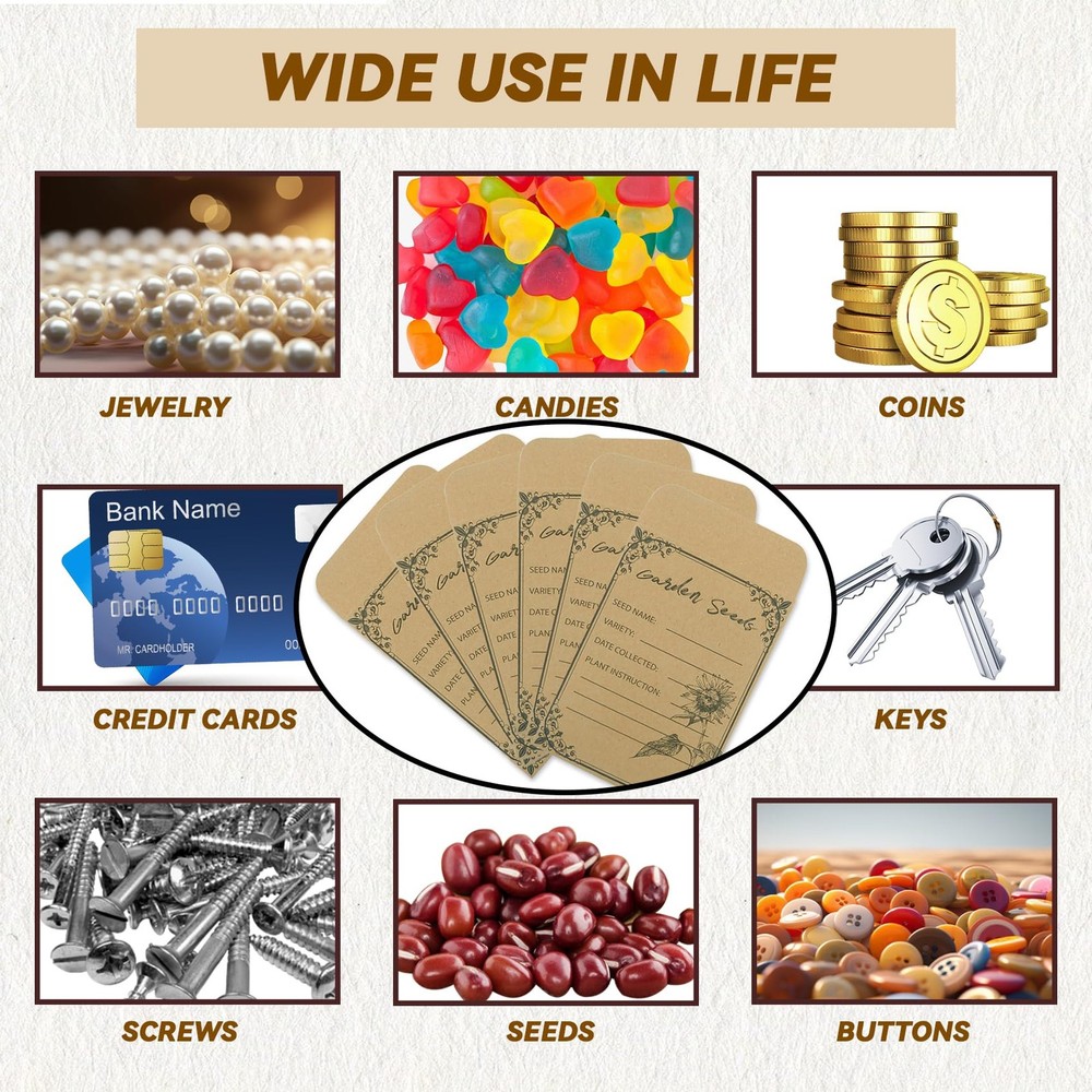Gamtrik 100 Pieces Seed Envelopes - Seed Packets Self Adhesive Sealing Small ...