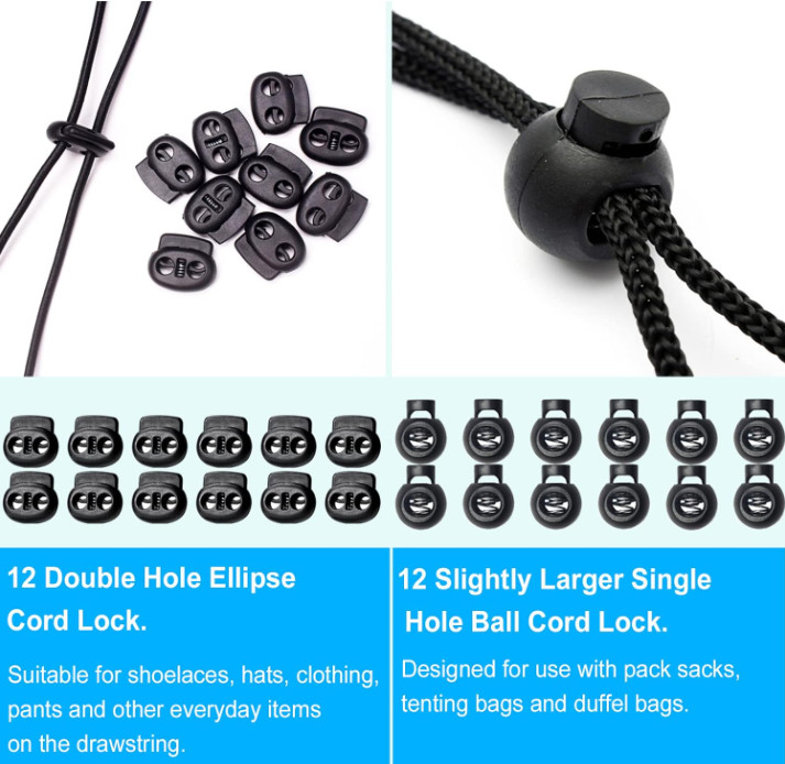 48pcs Upgraded Plastic Cord Lock, Cord Locks - Draw String Clip with Spring Tog