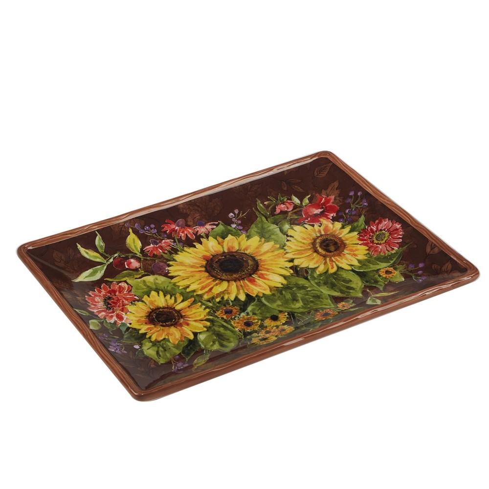 Harvest Blessings Ceramic Rectangular Platter - Ideal for appetizers, desserts,