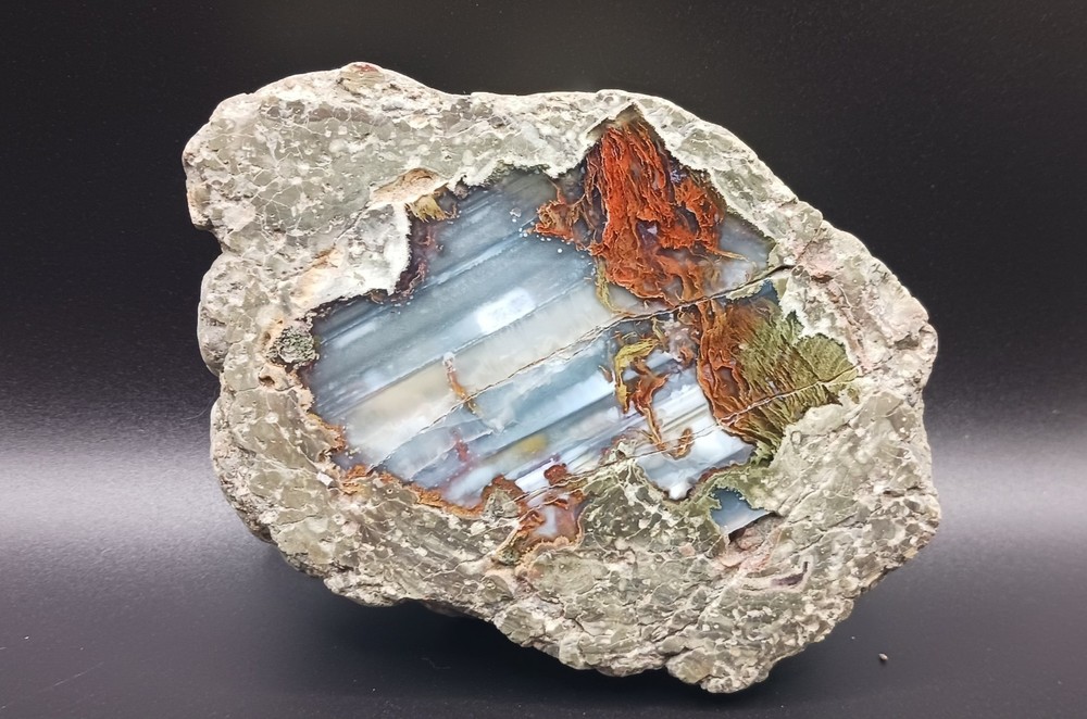 Polished Plume Agate Thunderegg Half (Oregon)