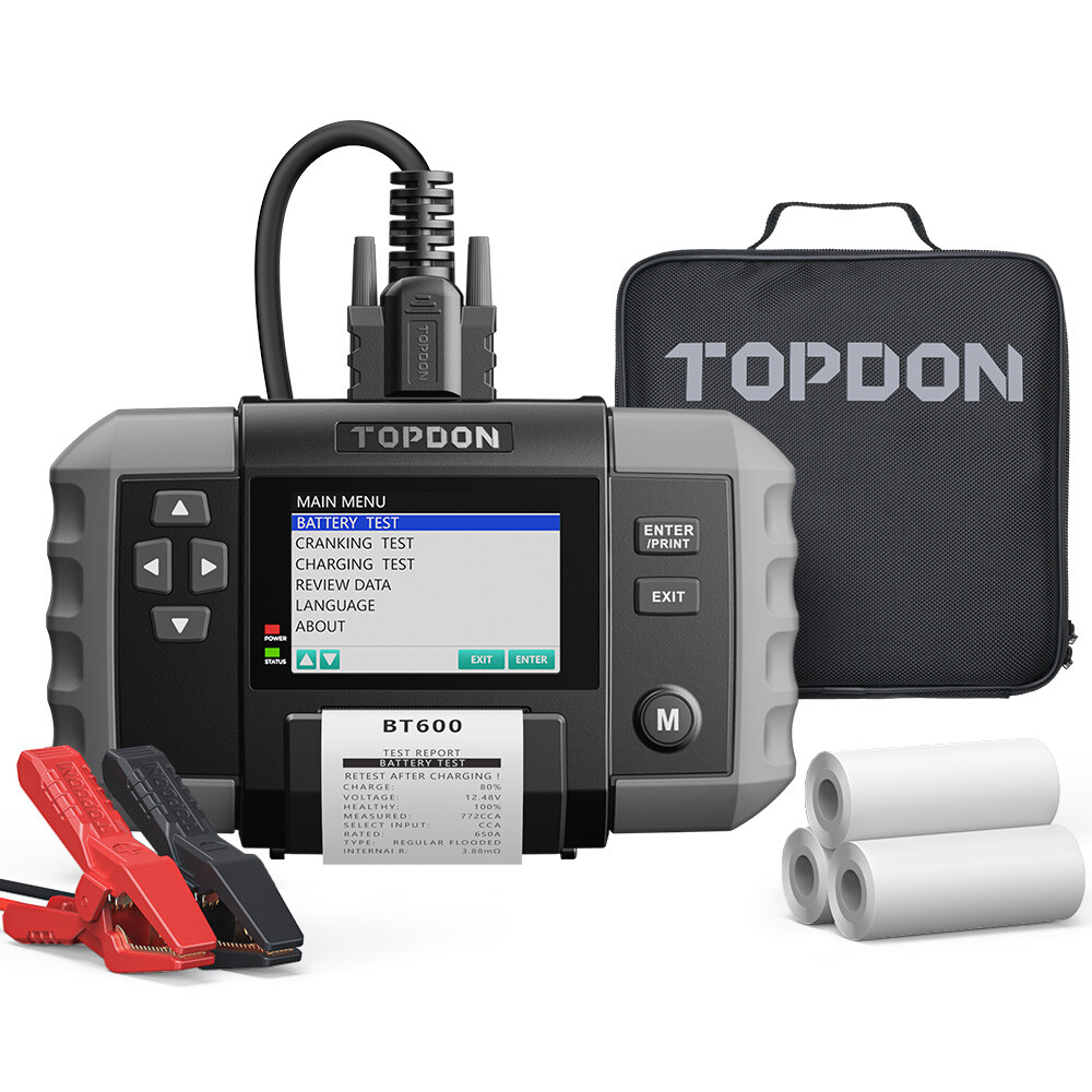 TOPDON BT600 12V Car Battery Load Tester Charging System Analyzer 2000CCA