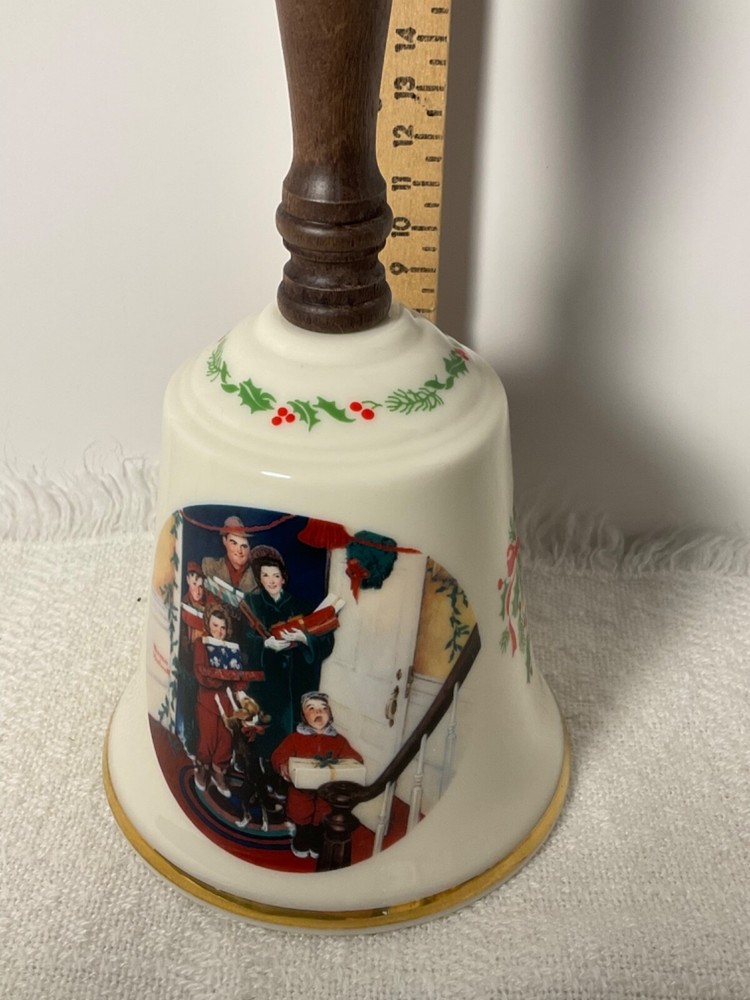 GORHAM 1987 Christmas bell Wooden handle 9”