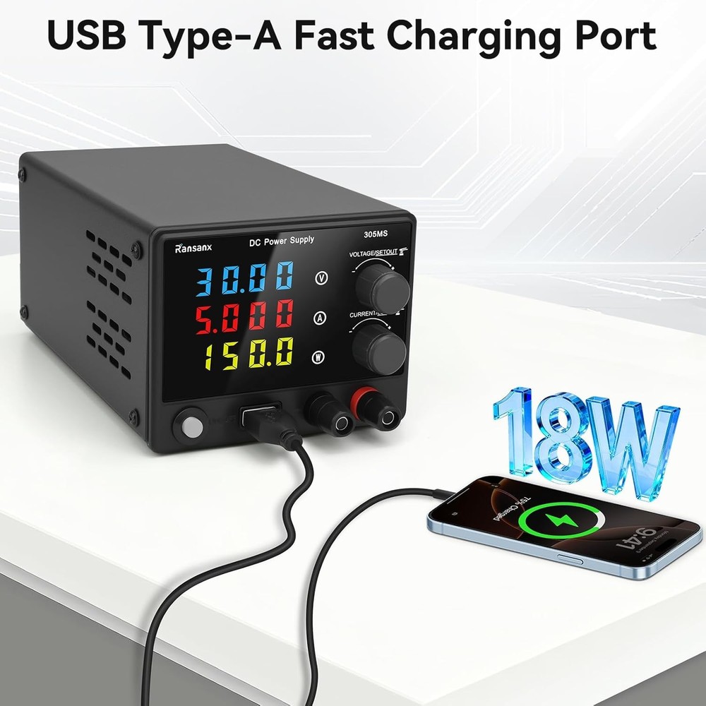 0-30V 5A DC Power Supply Lab Variable Adjustable regulated DC Bench Switching US