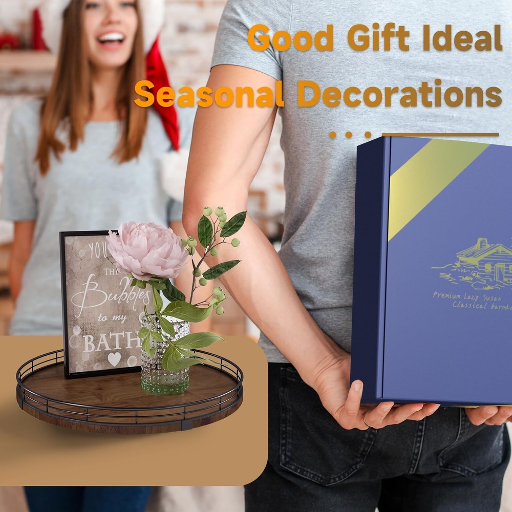 Extra Large Round Oak Lazy Susan for Dining Table Kitchen Storage Solutions