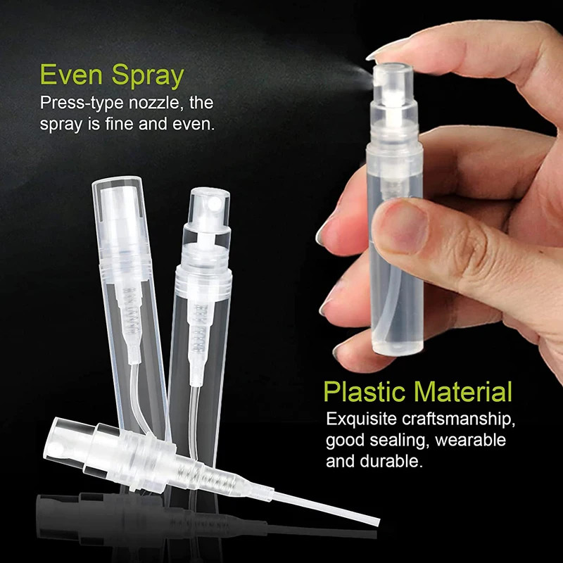 200Pcs 2/3/5/8/10ml Mini Refillable Bottle Protable Plastic Spray Perfume Bottle