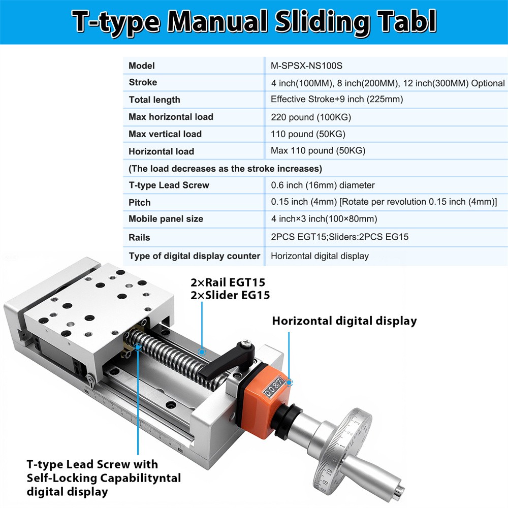 Linear Sliding Table Module T-shaped Screw Self-locking Digital Display XY Axis