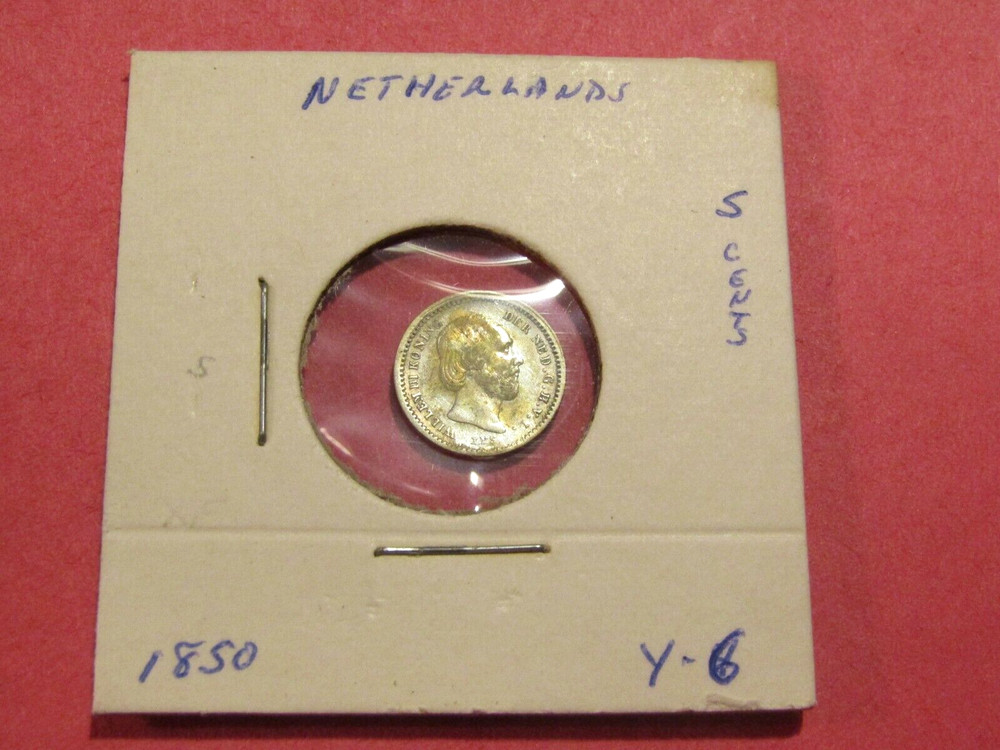 Netherlands 1850 5 Cents Silver Old Coin