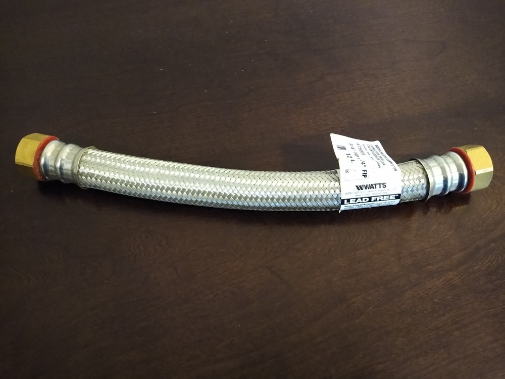 Watts Water Heater Connector Braided Stainless Steel 3/4"FIP x 3/4"FIP x 12" NEW
