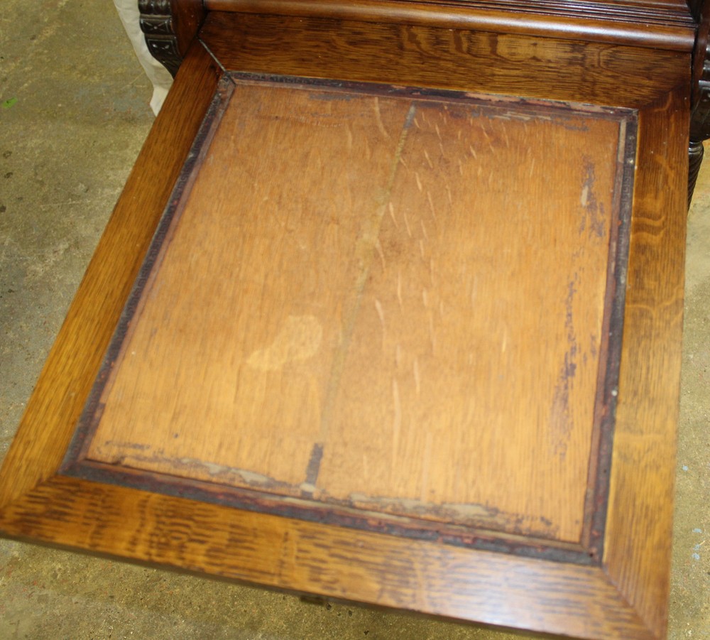 Oak Carved Drop front Desk – Hidden jewelry Safe inside