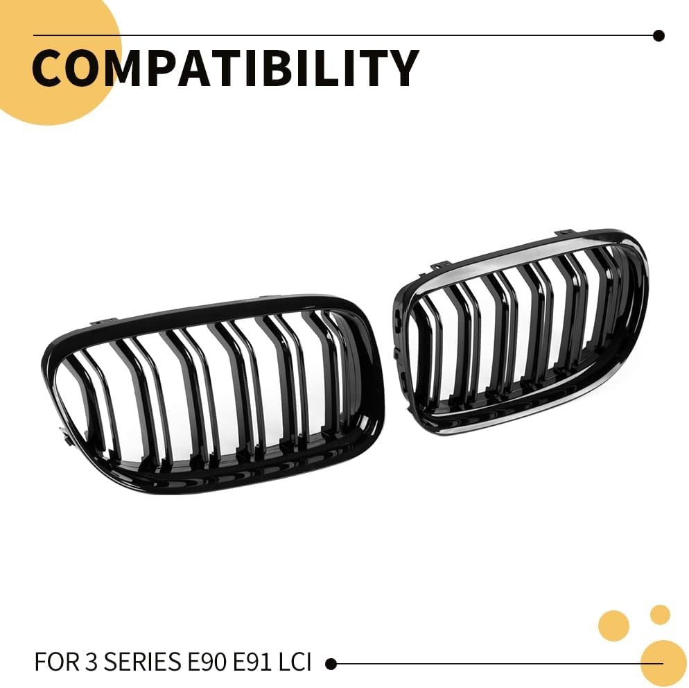 Replacement Front Upper Grill Fit for 3 Series E91 E90 LCI (2009-2011) – Gloss