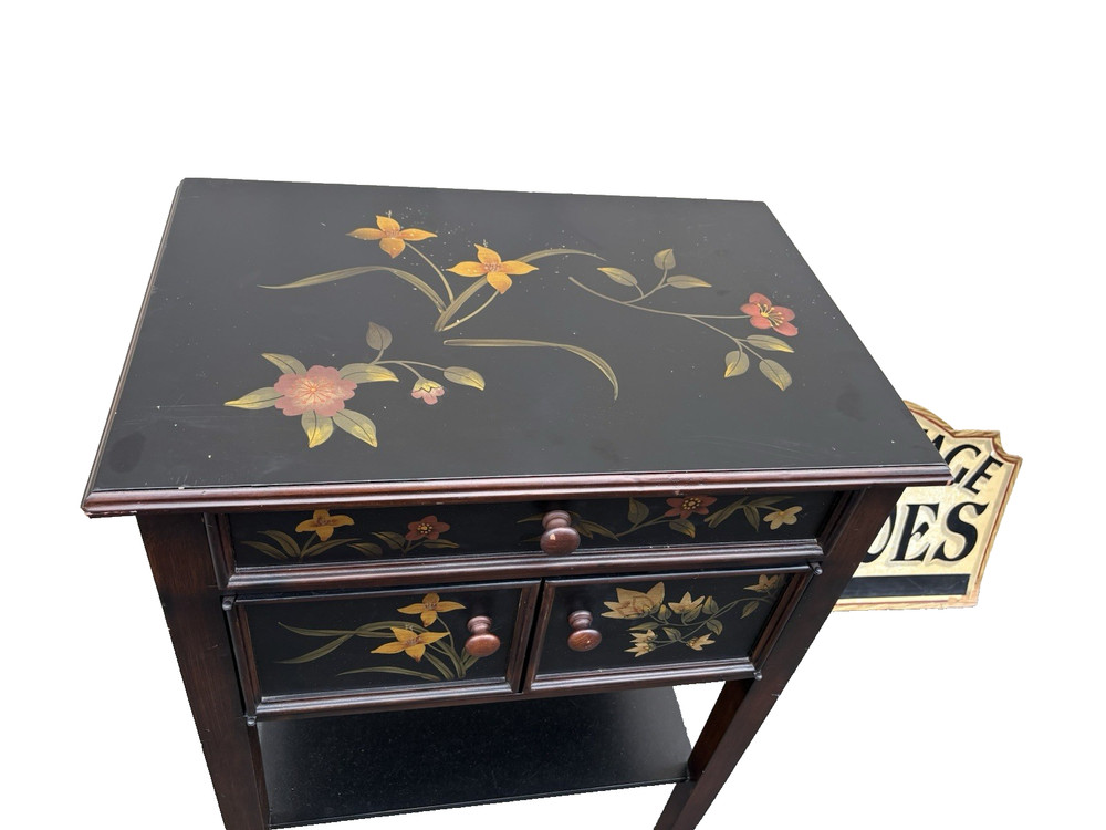 66834 Decorator Stenciled Black Lamp Table Stand
