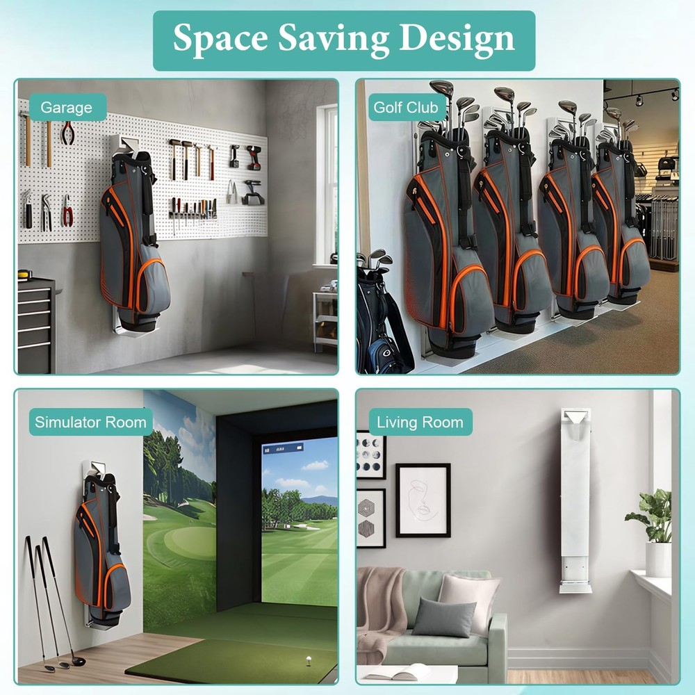 Wall Mount Golf Bag Storage Rack for Garage, Air Spring Sliding System Single