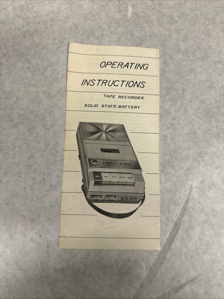 Solid State tape recorder operating instructions pamphlet
