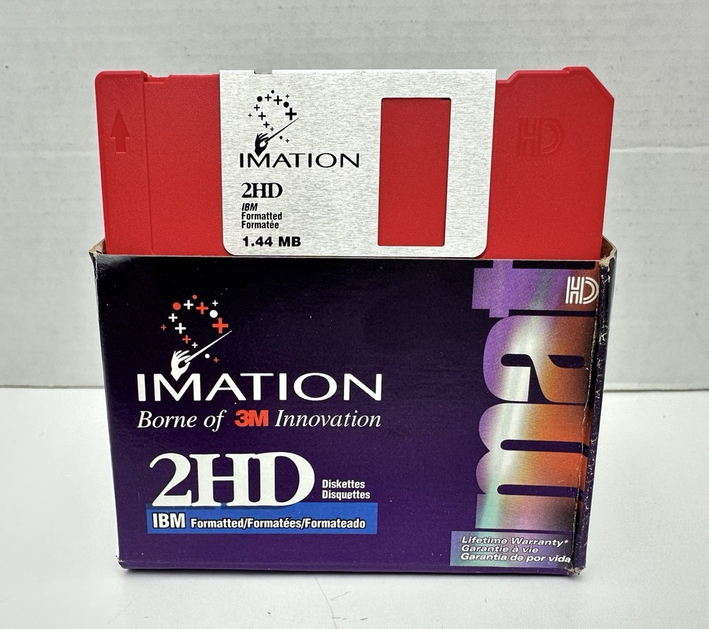 Imation 2HD IBM 25 Pack Rainbow Diskettes 1.44 MB 1998 NEW/OPEN BOX