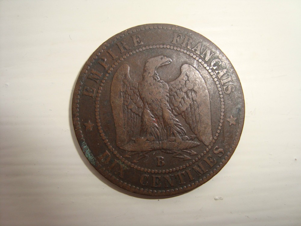 1855 FRENCH 10 CENTIMES COIN.