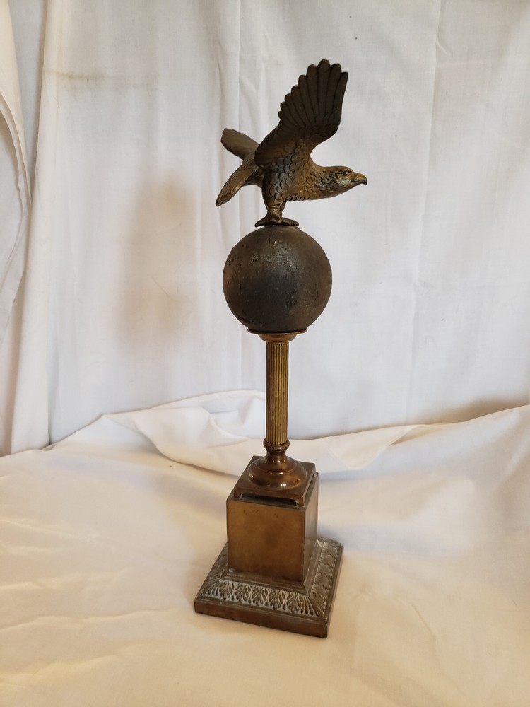 Vintage brass Eagle on sphere globe 17" unique!
