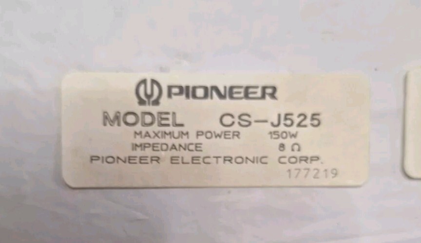 Pioneer Speaker CS-J525 Labels