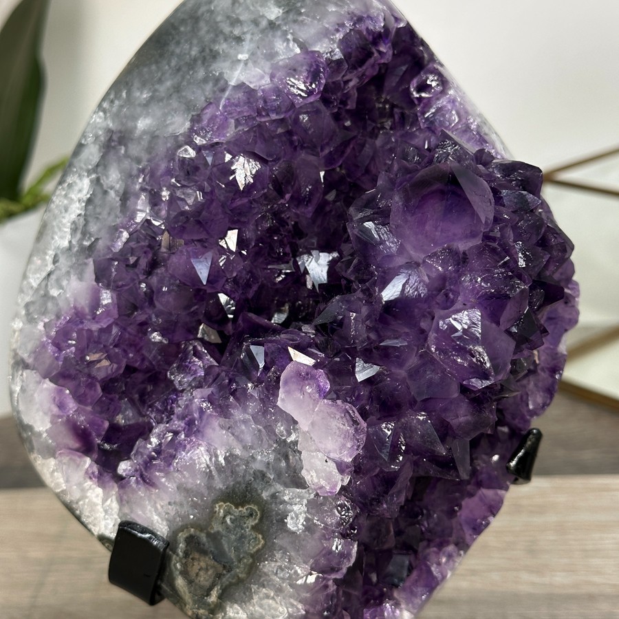 Amethyst Crystal Cluster Geode with Quartz Shell. MWS2636