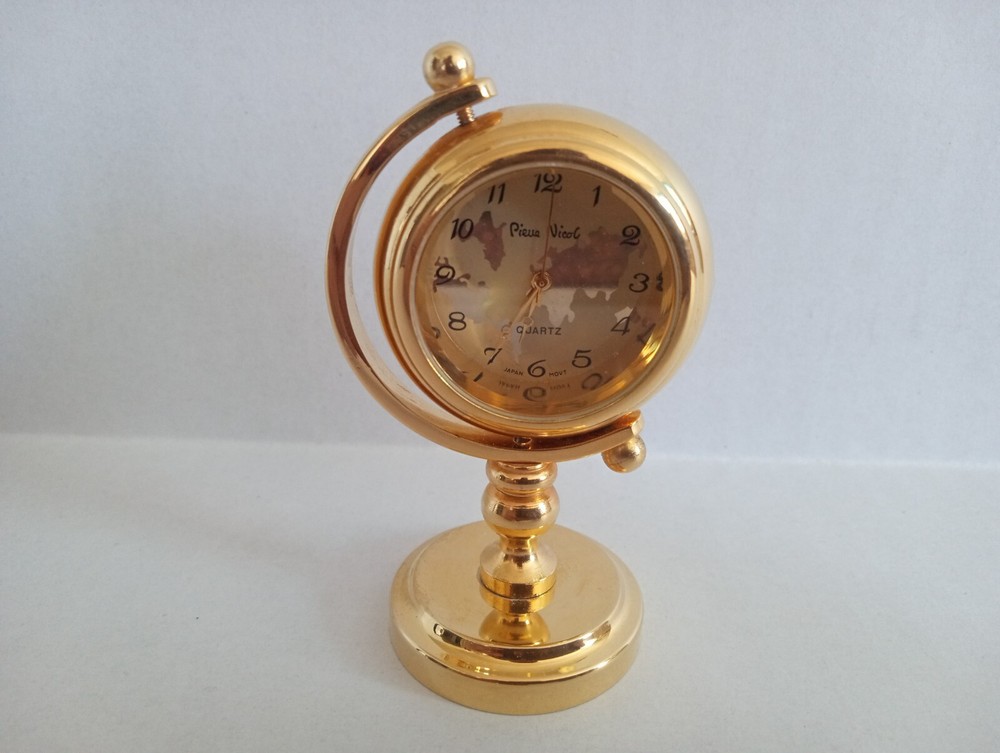 Perini Miniature Brass Clock Globe Collectible