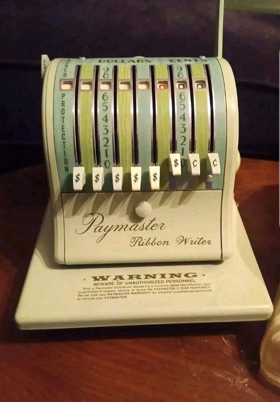 Vintage Paymaster Check Writer Machine Series S-1000