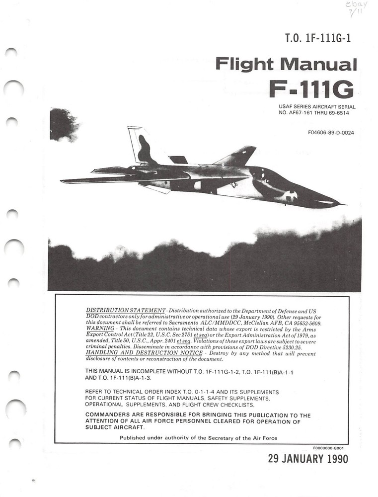 F-111G Flight Manual Pilot's Handbook ......CD Version