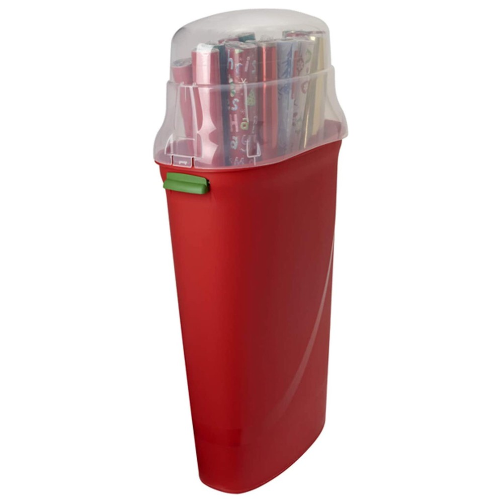 30-In Vertical Gift Wrap Storage Container Box, Red, Clear Lid(2 Pack)(Open Box)