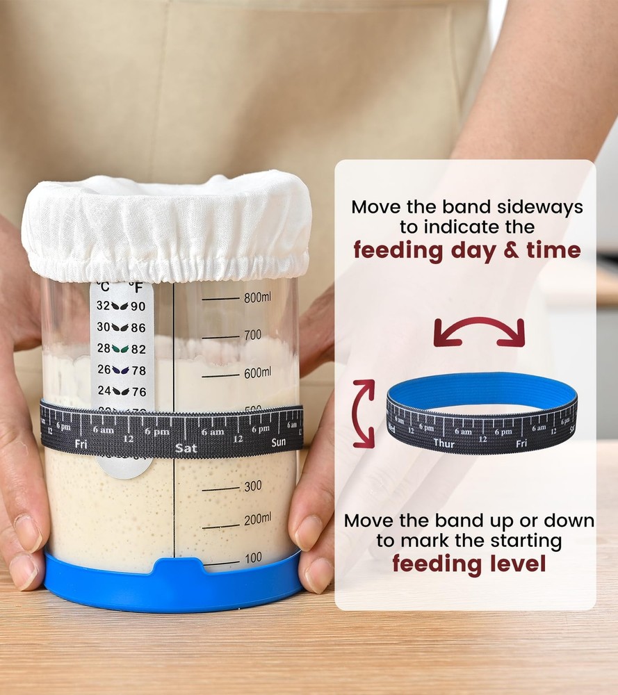 Adodeen Sourdough Starter Jar,Sourdough Kit – 2 Pack 34oz Blue