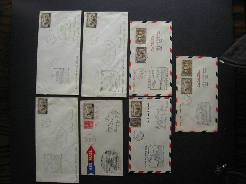 Canada FFC 7 different 1932 first flight covers 3 NWT, 3 SK check them out!