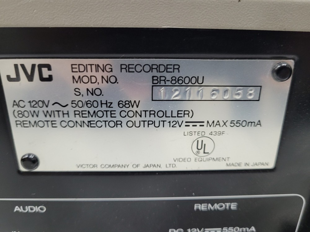 JVC BR-8600U Professional Editing Recorder